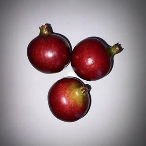Pomegranates Red Faux Fruit  Set Of 3 For Bowl Filler Table Decor 3" Tall